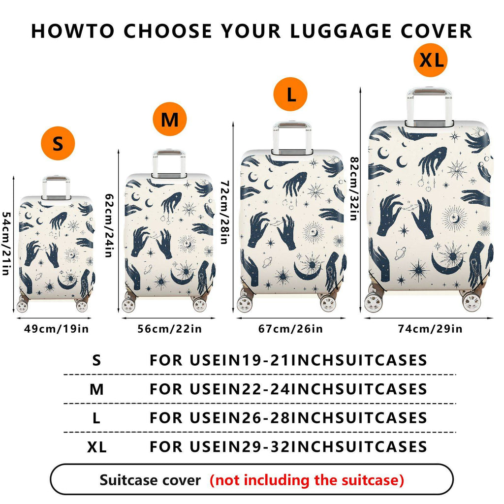 1-Piece Celestial Cosmic Mystic Astrology Moon Stars  Suitcase Luggage Cover, Stretch Protective Sleeve