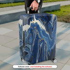 1-Piece Abstract Blue Gold Marble Pattern Art Style Unique Artistic Chic  Suitcase Luggage Cover, Stretch Protective Sleeve