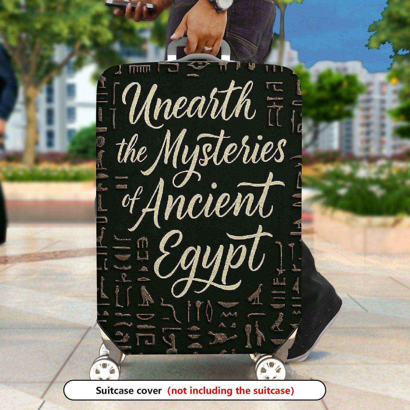 1-Piece Ancient Egypt Mysteries Hieroglyphics Travel Stylish Art  Suitcase Luggage Cover, Stretch Protective Sleeve