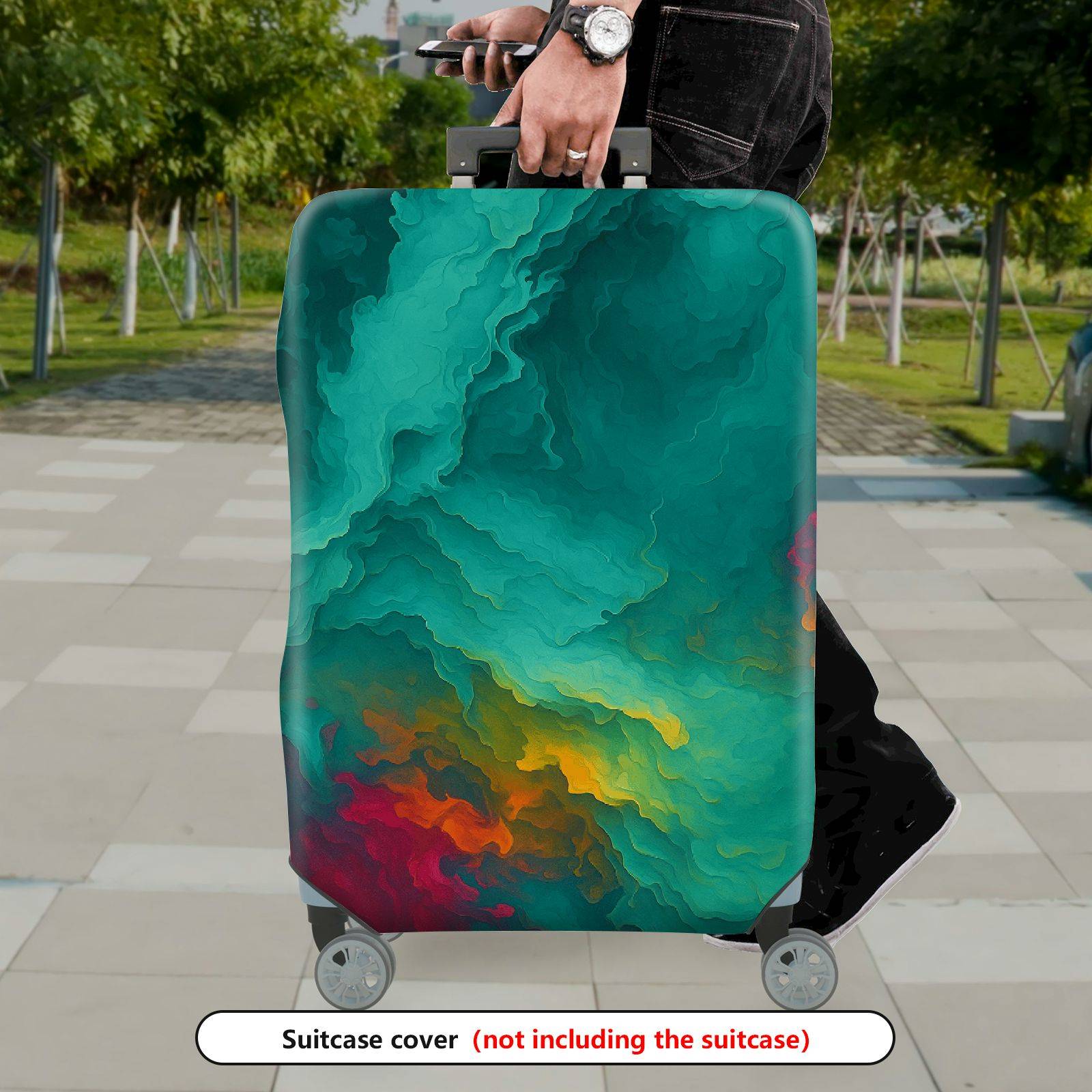 1-Piece Abstract Multicolor Artistic Vivid Vibrant Colorful  Suitcase Luggage Cover, Stretch Protective Sleeve