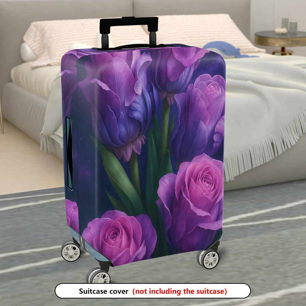 1-Piece Purple Floral Blooms Abstract Artistic Stylish  Suitcase Luggage Cover, Stretch Protective Sleeve