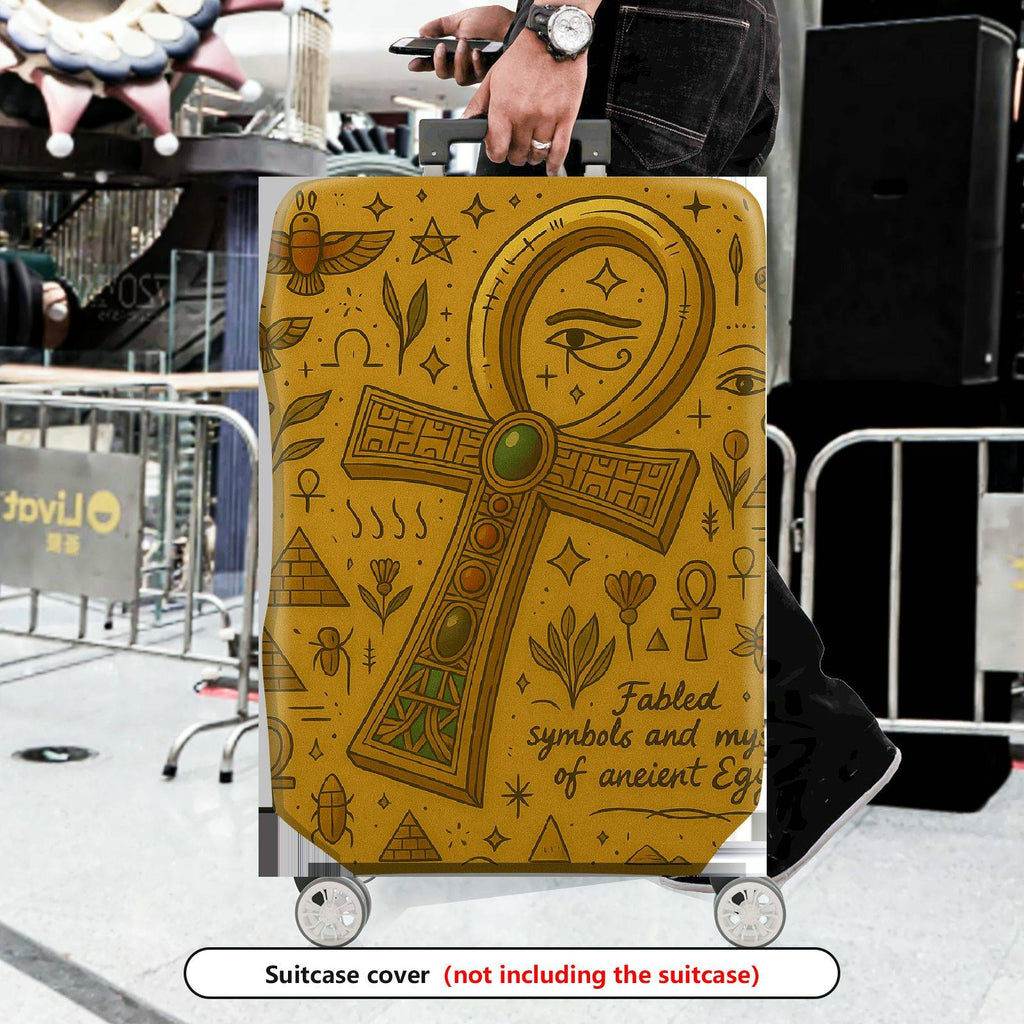 1-Piece Ancient Egyptian Hieroglyphic Ankh Mystical Pyramid  Suitcase Luggage Cover, Stretch Protective Sleeve