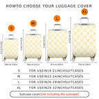 1-Piece Yellow Floral Checkered Bow Spring Pattern  Suitcase Luggage Cover, Stretch Protective Sleeve
