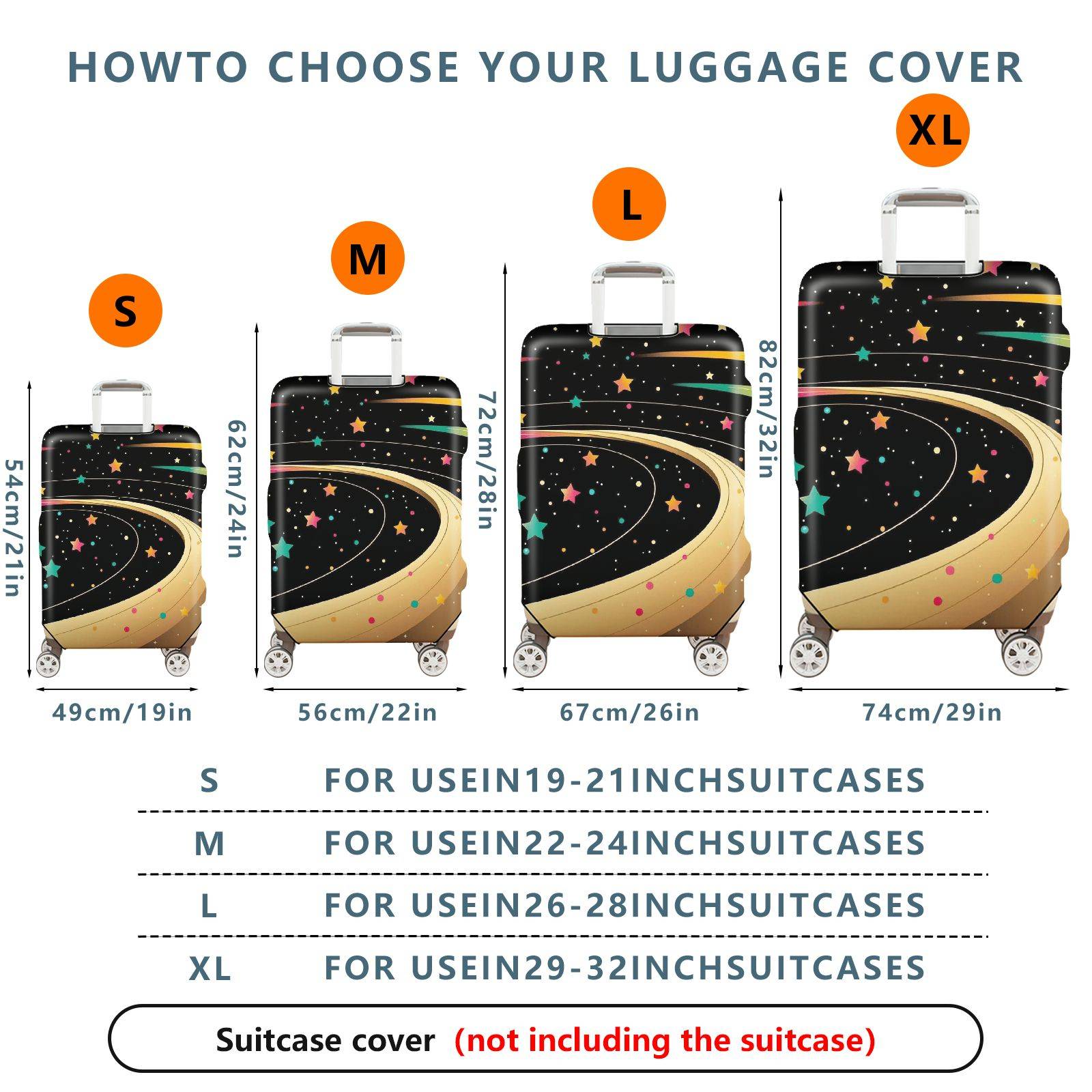 1-Piece Starry Night Cosmic Galaxy Outer Space Traveling  Suitcase Luggage Cover, Stretch Protective Sleeve