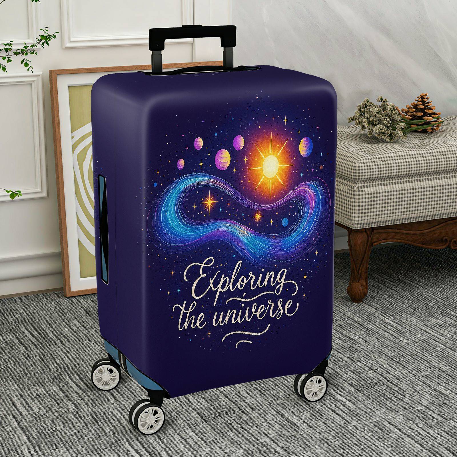 1-Piece Cosmic Galaxy Space Universe Planet Star  Suitcase Luggage Cover, Stretch Protective Sleeve