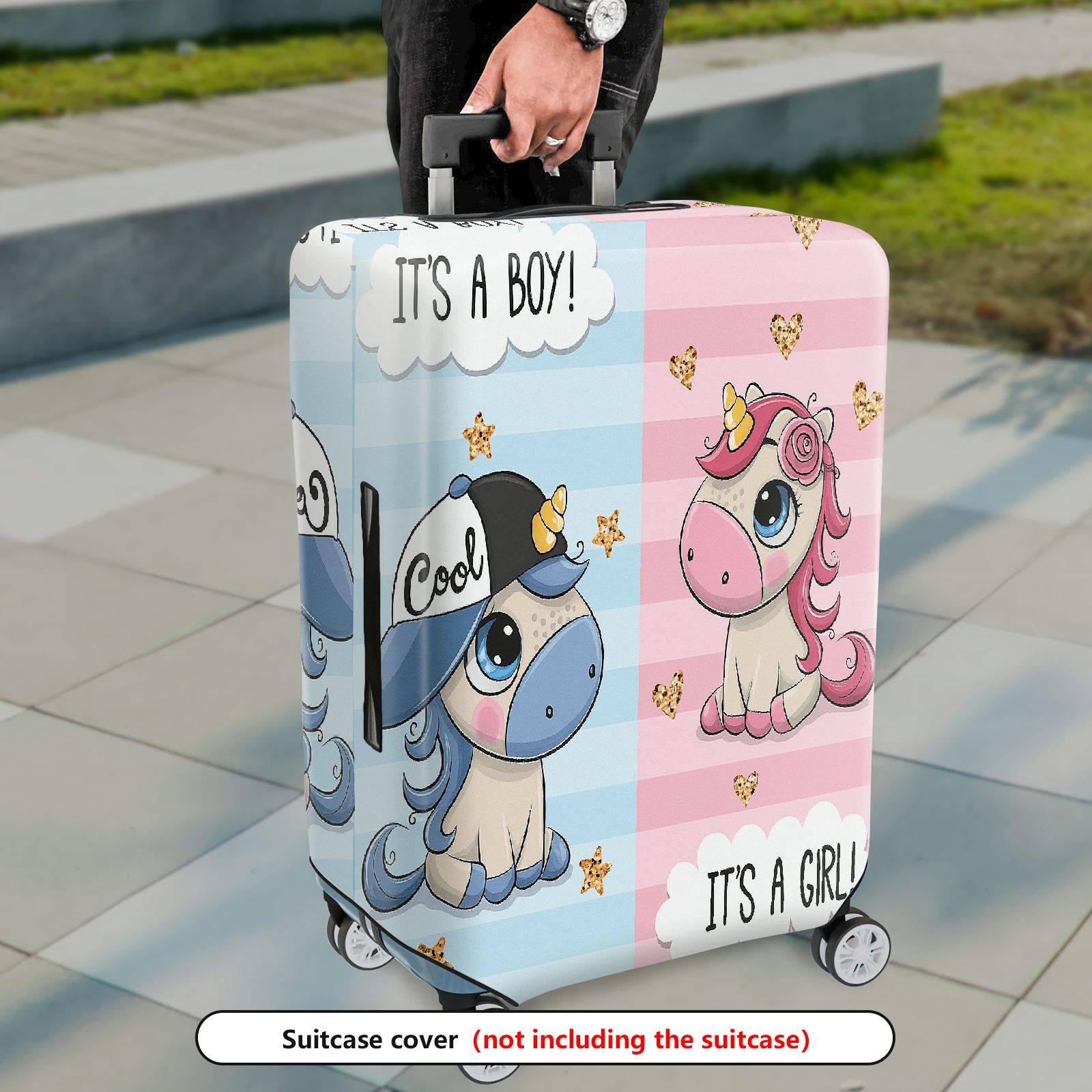 1-Piece Unicorn  Pink Blue Cute Pattern Decorative  Suitcase Luggage Cover, Stretch Protective Sleeve