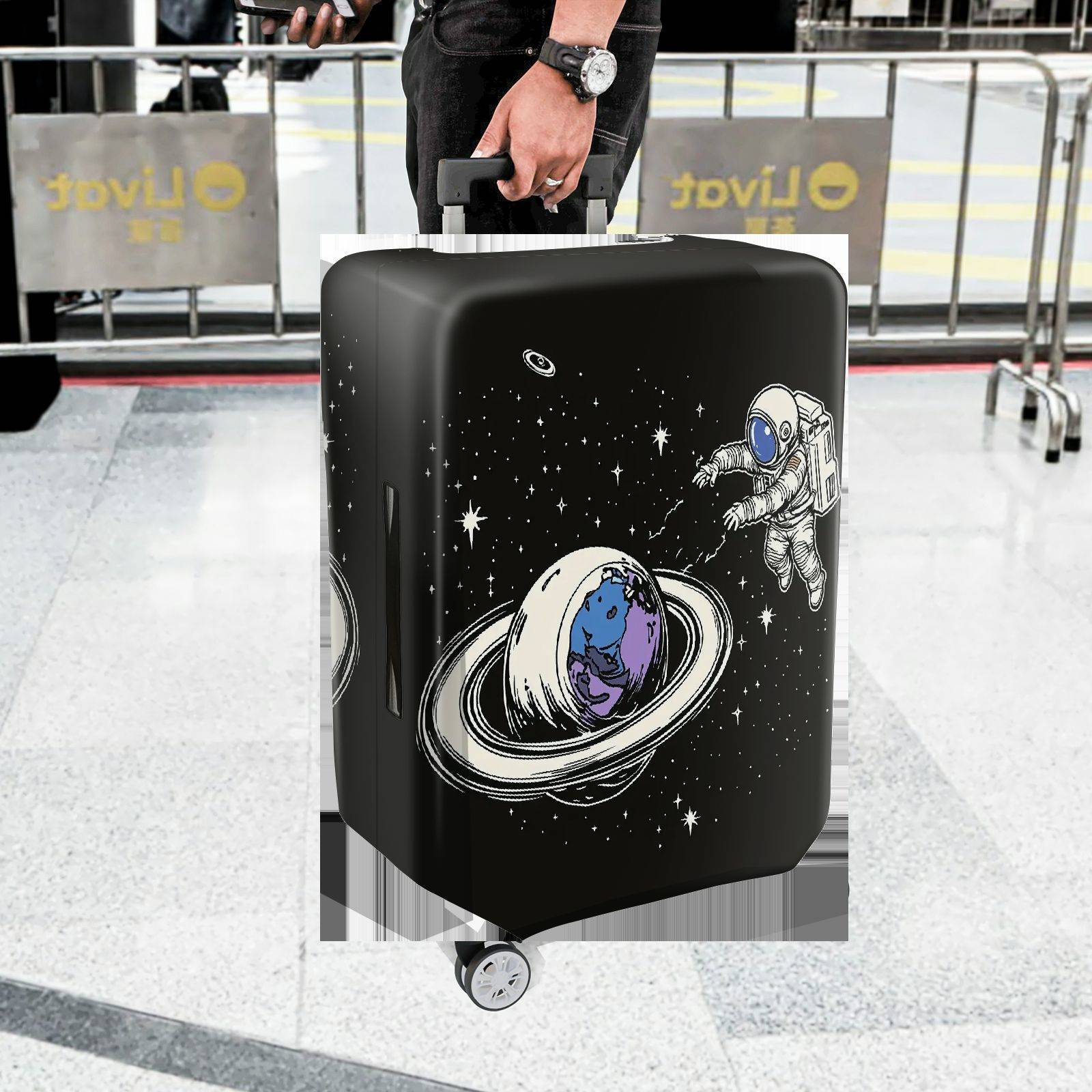 1-Piece Astronaut Planet Space Galaxy Cosmic  Suitcase Luggage Cover, Stretch Protective Sleeve