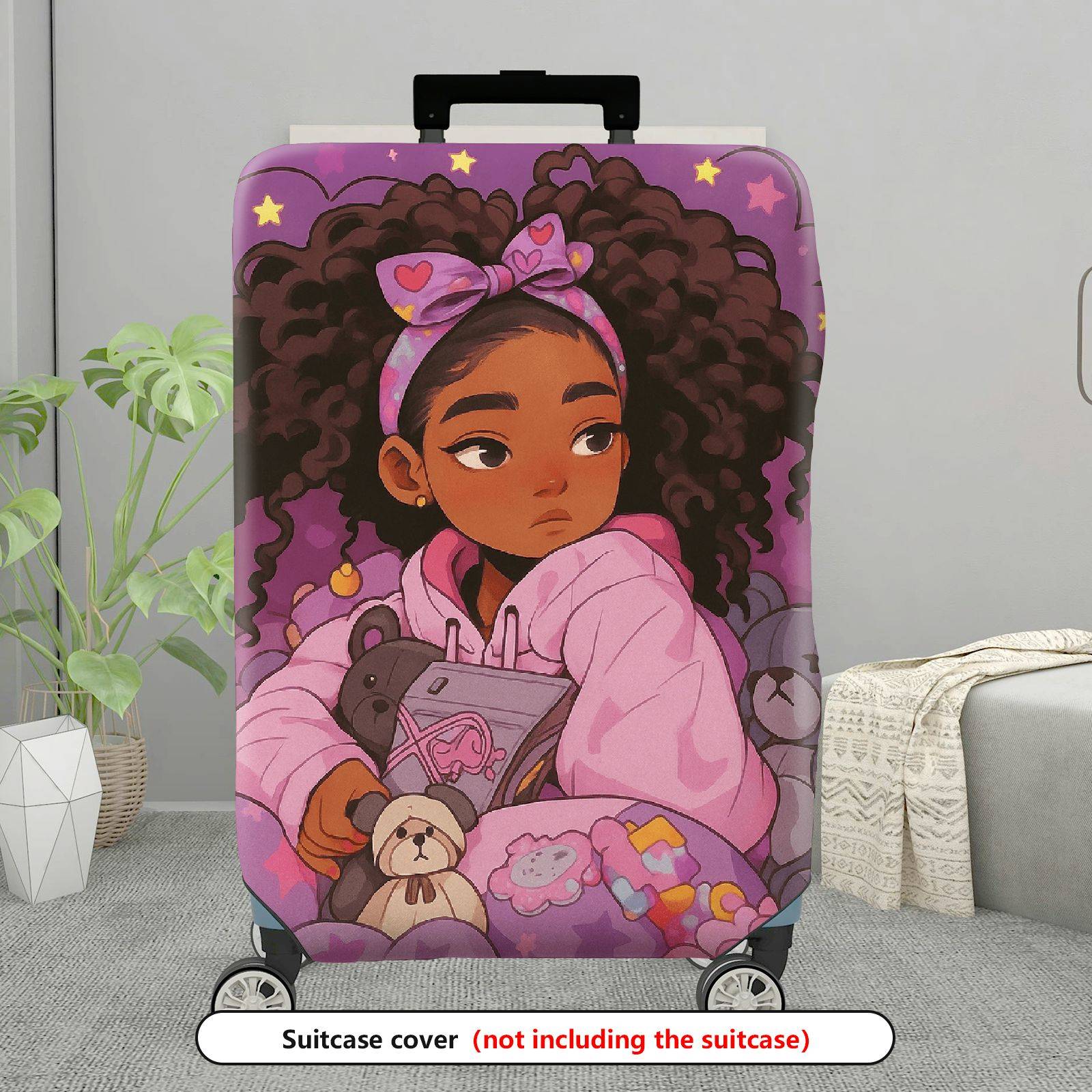 1-Piece Cute  Girl Plush Toys Pink  Suitcase Luggage Cover, Stretch Protective Sleeve