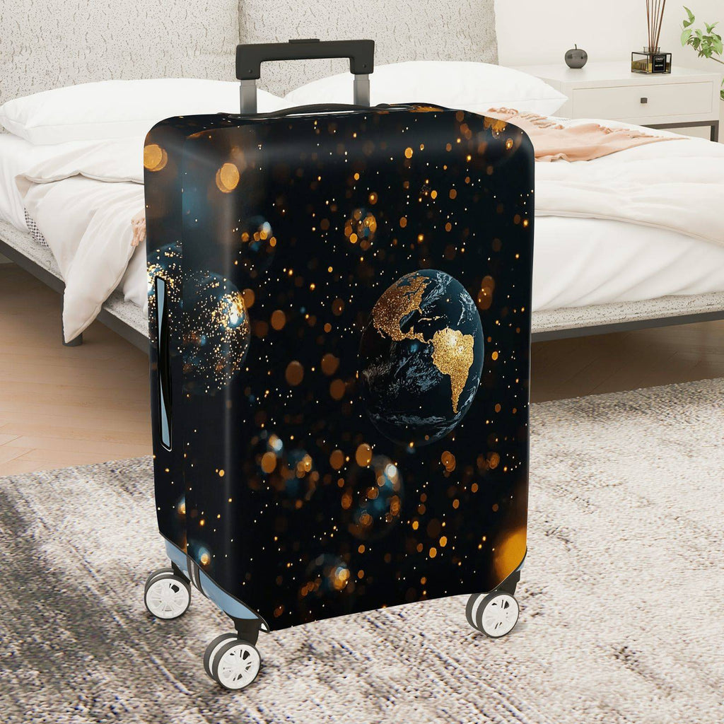 1-Piece Cosmic Glitter Earth Starry Space Universe  Suitcase Luggage Cover, Stretch Protective Sleeve
