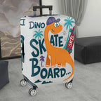 1-Piece Dino  Skateboard Palm Tree Fun  Suitcase Luggage Cover, Stretch Protective Sleeve