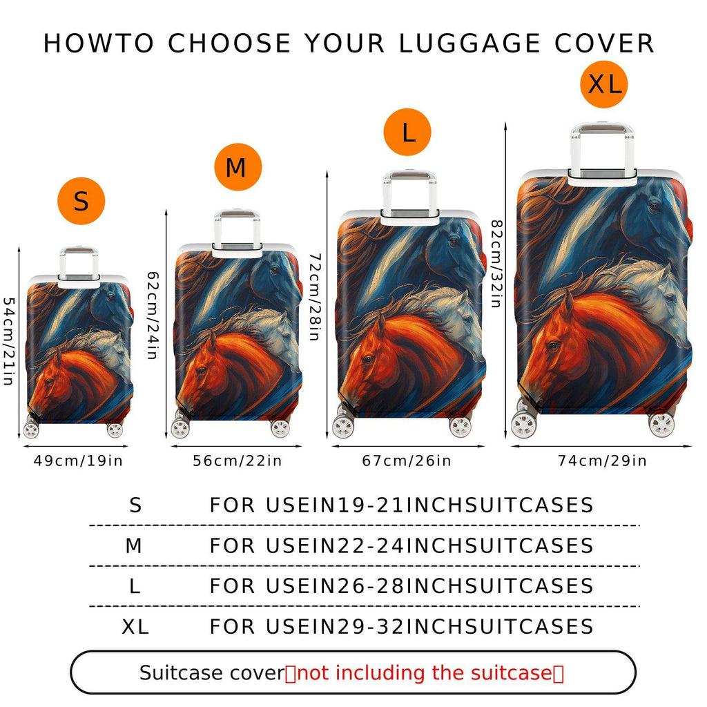 1-Piece Colorful Elegant Horse Artistic Vibrant Dynamic  Suitcase Luggage Cover, Stretch Protective Sleeve