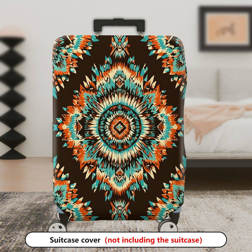 1-Piece Colorful Geometric Ethnic Aztec Mandala Tribal  Suitcase Luggage Cover, Stretch Protective Sleeve