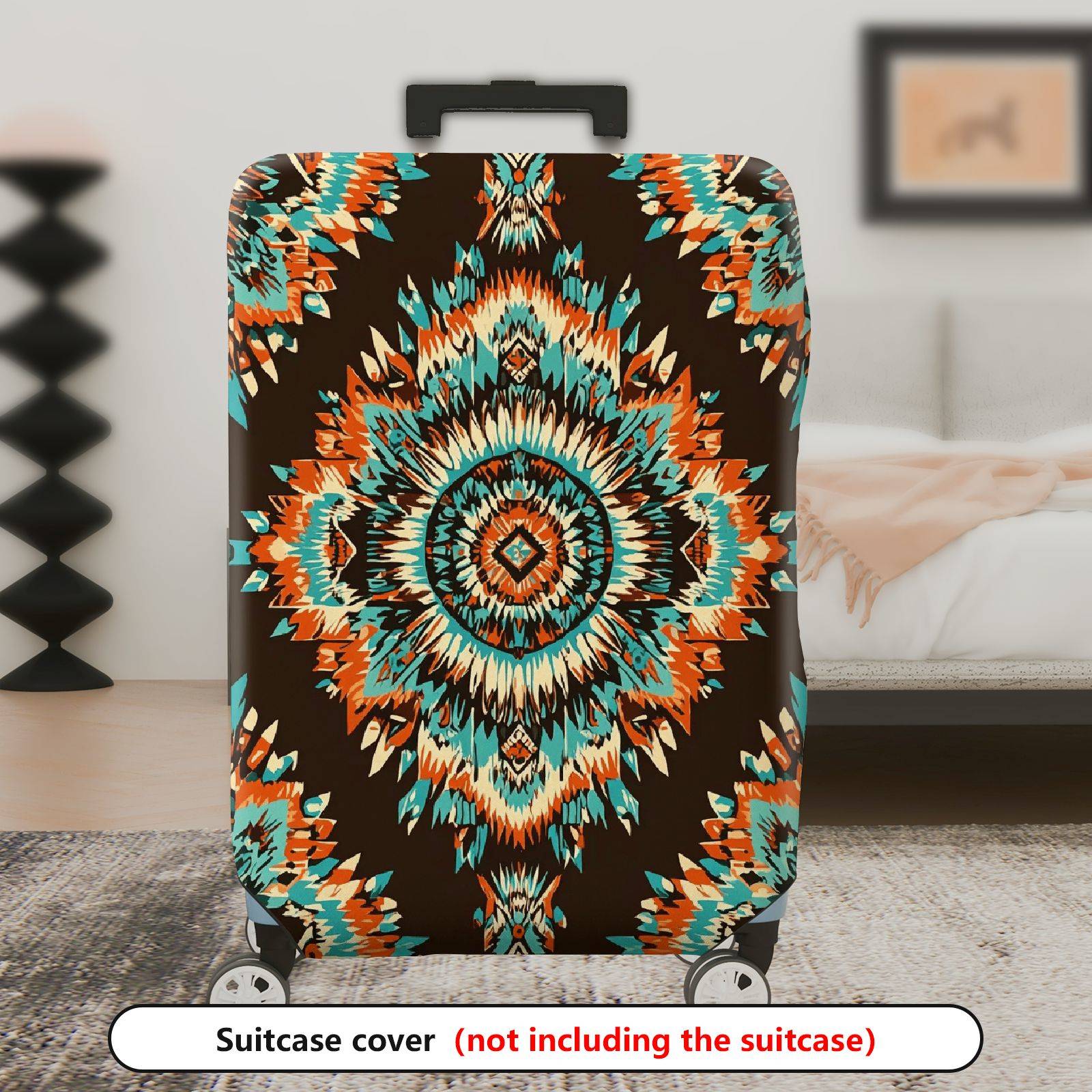 1-Piece Colorful Geometric Ethnic Aztec Mandala Tribal  Suitcase Luggage Cover, Stretch Protective Sleeve