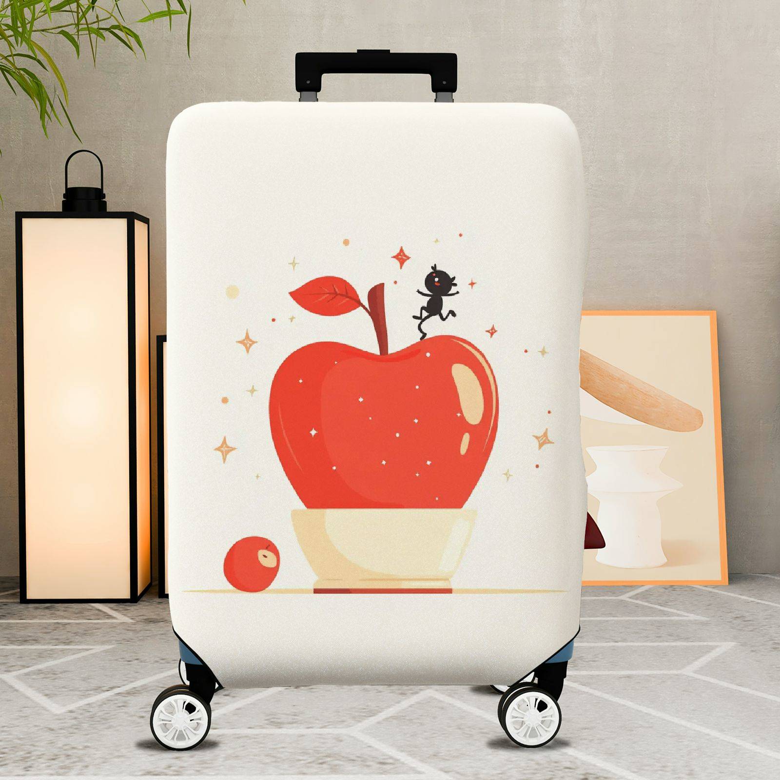 1-Piece Apple Ant  Artistic Fun Modern Stylish  Suitcase Luggage Cover, Stretch Protective Sleeve