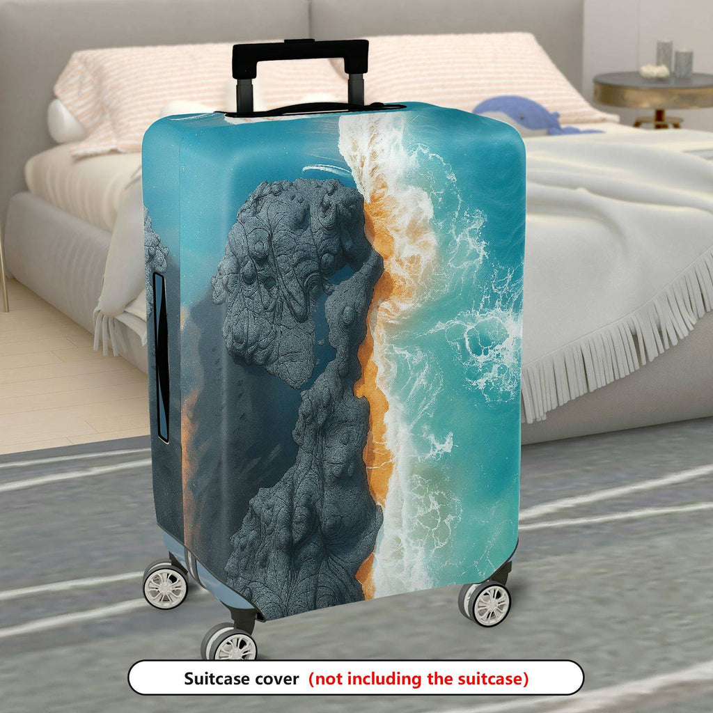 1-Piece Ocean Beach Wave Nature Landscape Scenery Aerial View  Suitcase Luggage Cover, Stretch Protective Sleeve