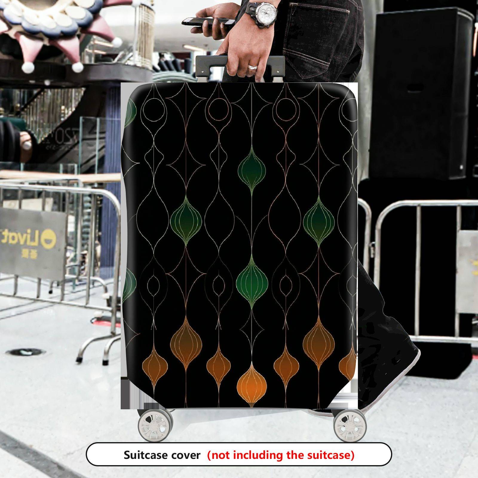 1-Piece Abstract Retro Geometric Minimalist Colorful  Suitcase Luggage Cover, Stretch Protective Sleeve