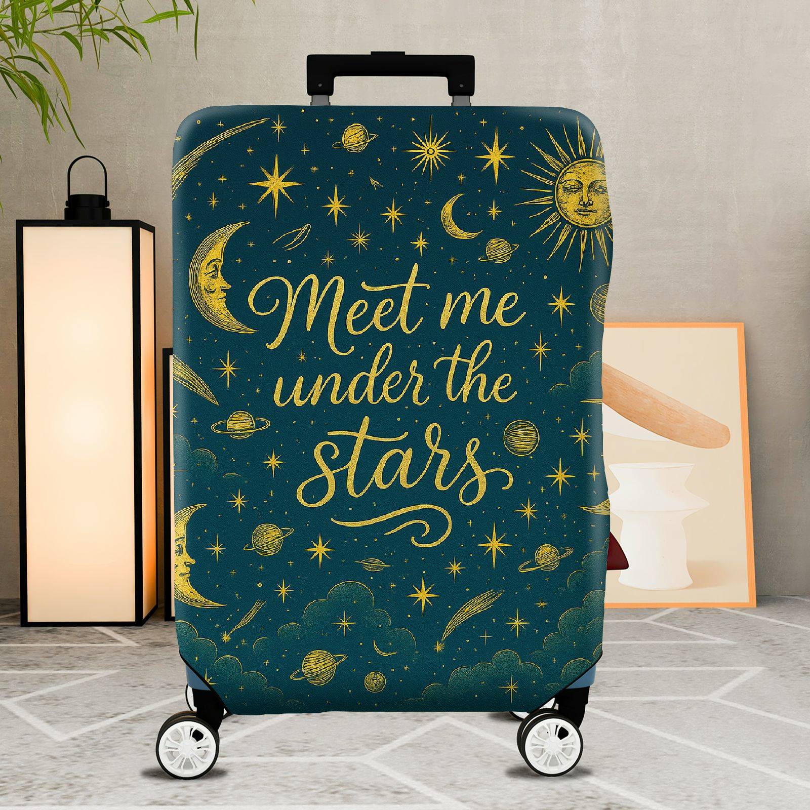 1-Piece Starry Sky Moon Galaxy Celestial Planet Cosmic  Suitcase Luggage Cover, Stretch Protective Sleeve