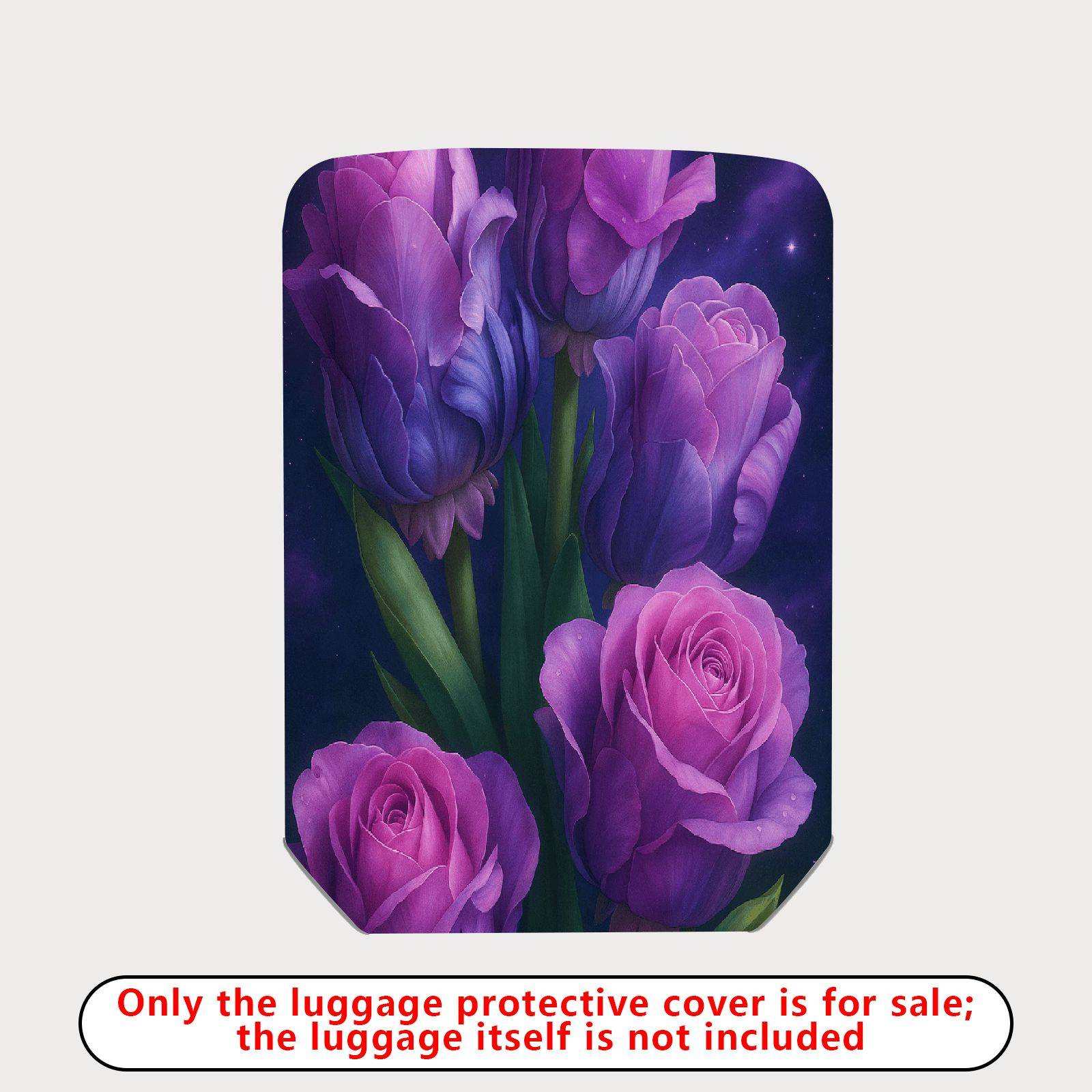 1-Piece Purple Floral Blooms Abstract Artistic Stylish  Suitcase Luggage Cover, Stretch Protective Sleeve