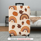 1-Piece Autumn Pumpkin Acorn Rainbow Leaf  Suitcase Luggage Cover, Stretch Protective Sleeve