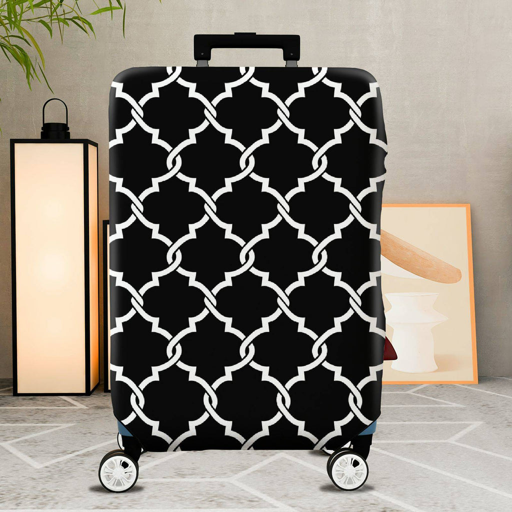 1-Piece Black Geometric Pattern Elegant Stylish Contemporary Modern  Suitcase Luggage Cover, Stretch Protective Sleeve