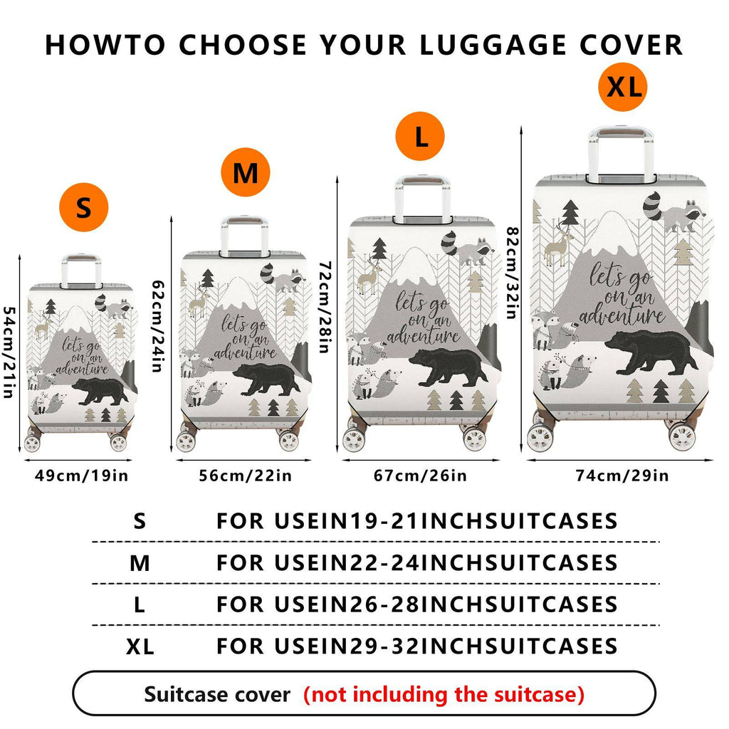 1-Piece Adventure Mountain Animal Forest Stylish Graphic  Suitcase Luggage Cover, Stretch Protective Sleeve