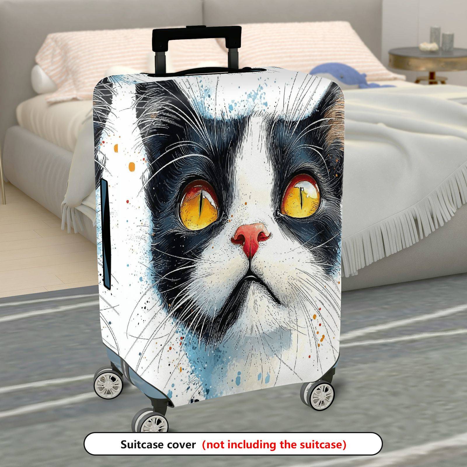 1-Piece Cat Animal Painting Artistic Colorful Fun  Suitcase Luggage Cover, Stretch Protective Sleeve