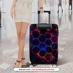 1-Piece Hexagon Pattern Luminous Galaxy Abstract Cosmic  Suitcase Luggage Cover, Stretch Protective Sleeve