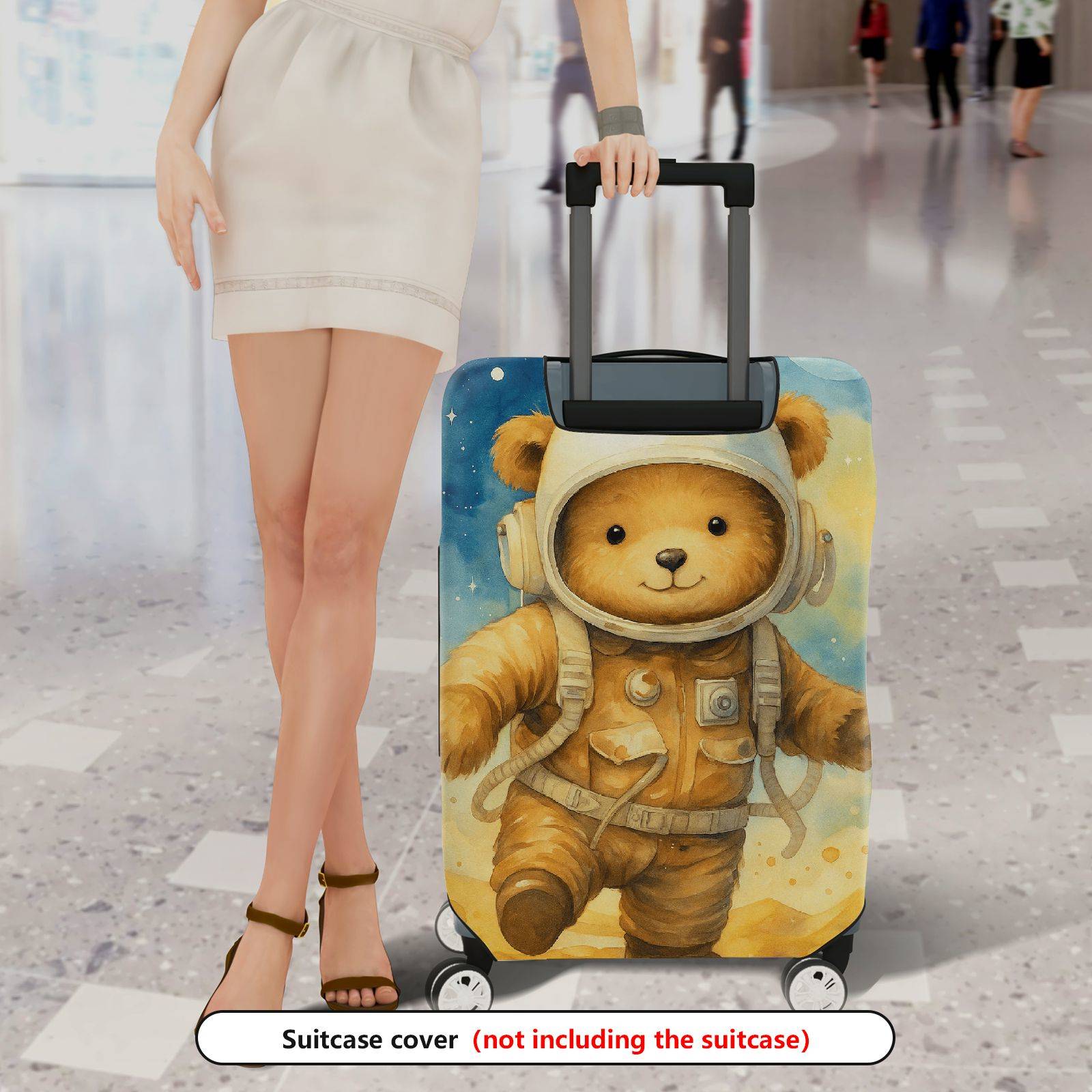 1-Piece Astronaut Bear Cute  Space Star Travel  Suitcase Luggage Cover, Stretch Protective Sleeve