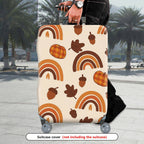 1-Piece Autumn Pumpkin Acorn Rainbow Leaf  Suitcase Luggage Cover, Stretch Protective Sleeve