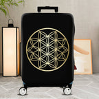 1-Piece Black Gold Geometric Flower Mandala  Suitcase Luggage Cover, Stretch Protective Sleeve