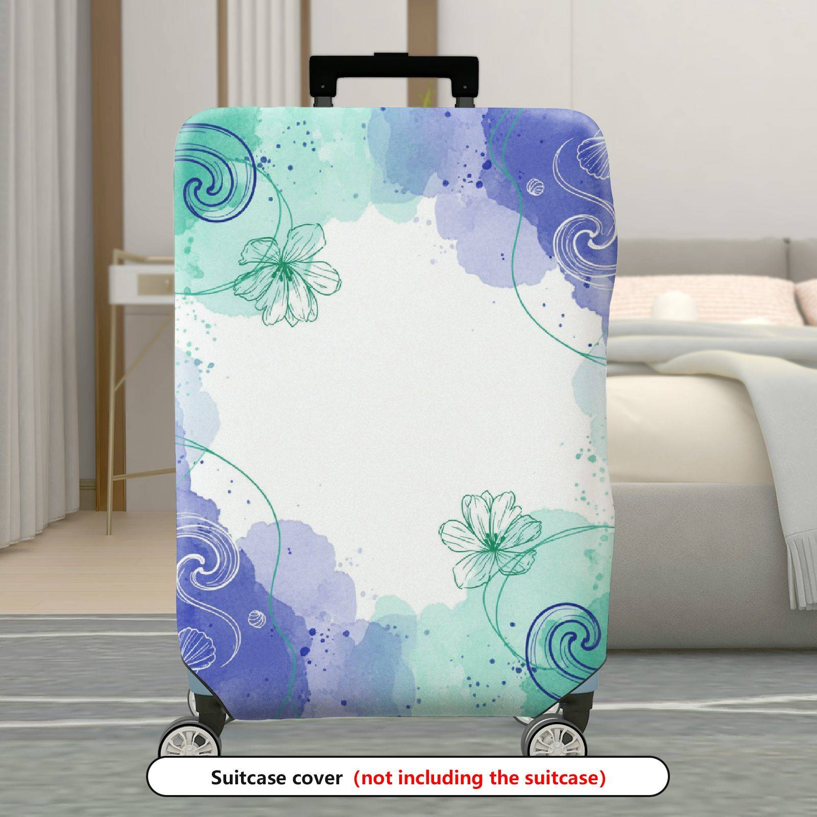 1-Piece Abstract Watercolor Floral Travel Starry  Suitcase Luggage Cover, Stretch Protective Sleeve