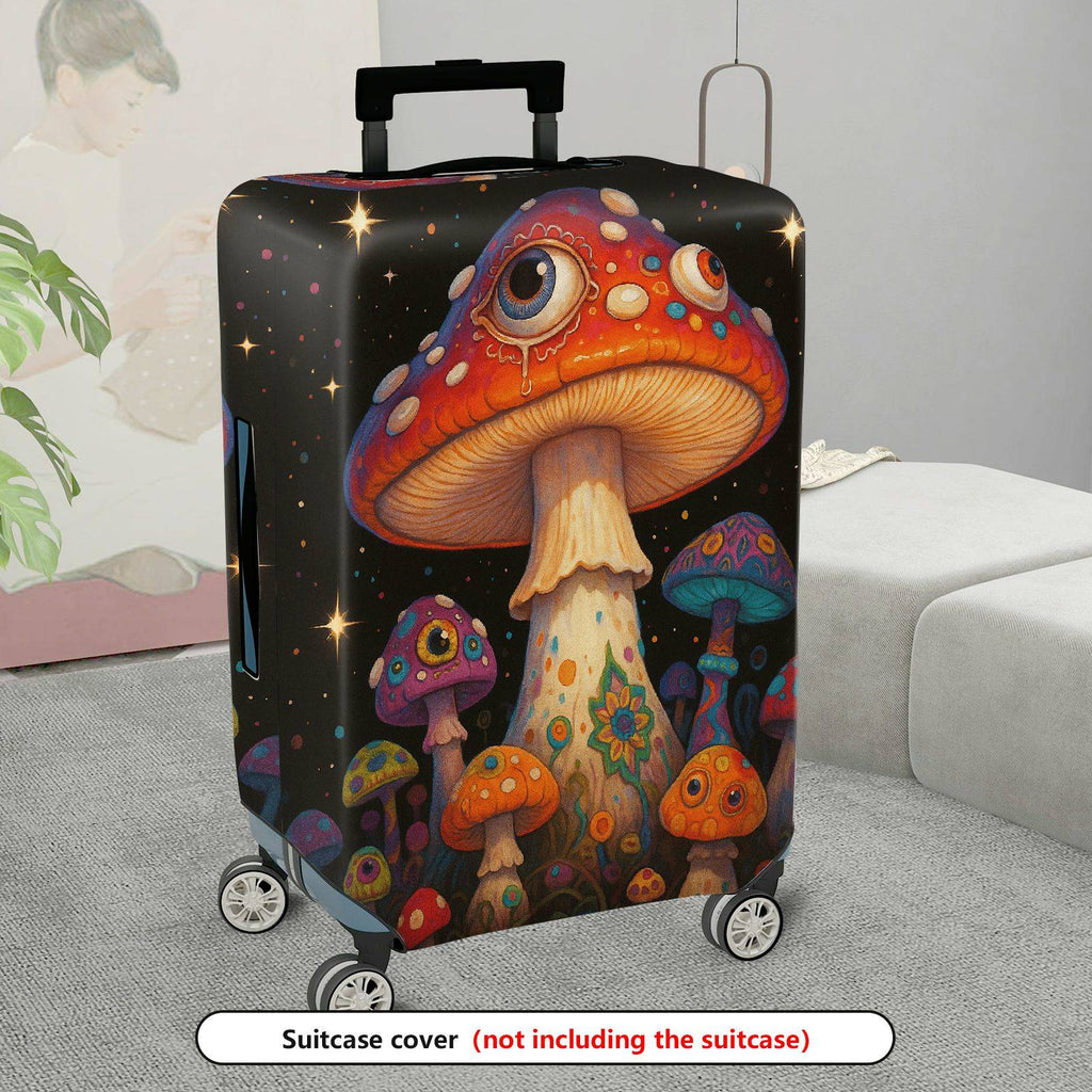 1-Piece Colorful Cosmic Psychedelic Fantasy Mushroom Eye  Suitcase Luggage Cover, Stretch Protective Sleeve
