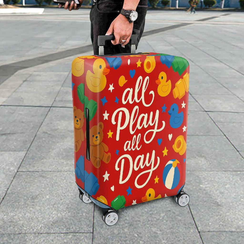 1-Piece All Play Day Teddy Duck Star Heart  Suitcase Luggage Cover, Stretch Protective Sleeve