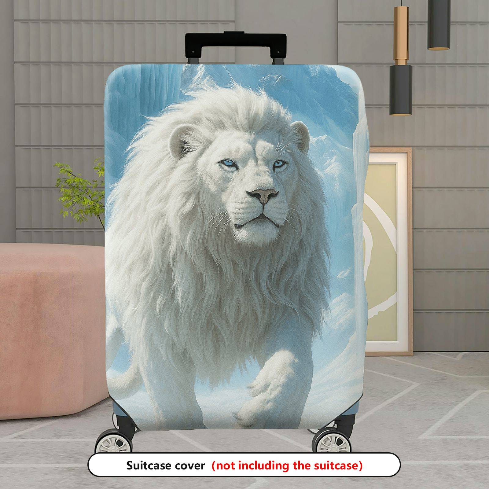1-Piece White Lion Cloud Sky Animal Fantasy Artistic  Suitcase Luggage Cover, Stretch Protective Sleeve