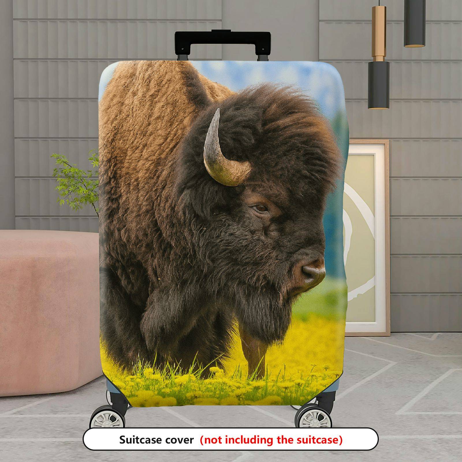 1-Piece Wildlife Bison Nature Landscape Animal Travel  Suitcase Luggage Cover, Stretch Protective Sleeve