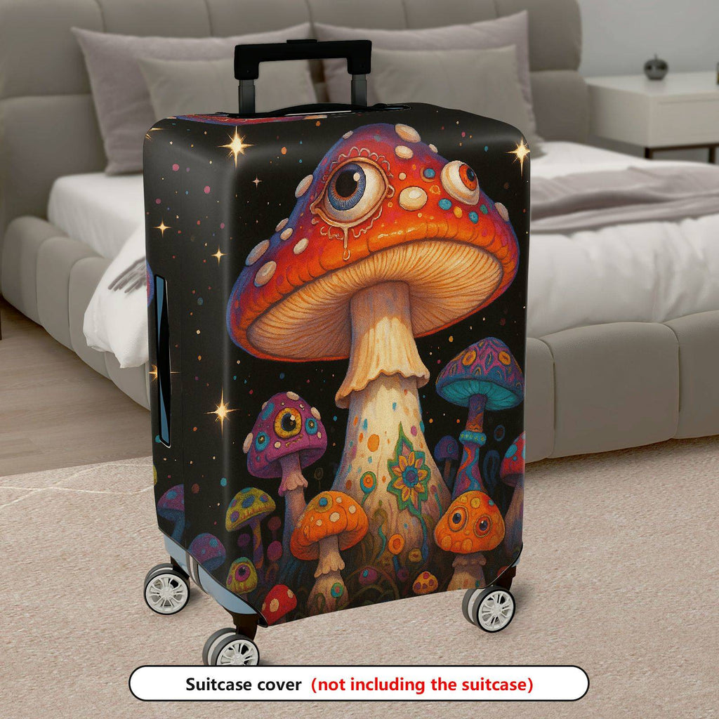 1-Piece Colorful Cosmic Psychedelic Fantasy Mushroom Eye  Suitcase Luggage Cover, Stretch Protective Sleeve