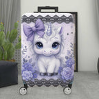 1-Piece Cute Pastel Unicorn Floral Lace Heart  Suitcase Luggage Cover, Stretch Protective Sleeve