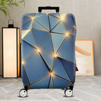 1-Piece Geometric Blue Gold Abstract Modern Stylish Artistic  Suitcase Luggage Cover, Stretch Protective Sleeve
