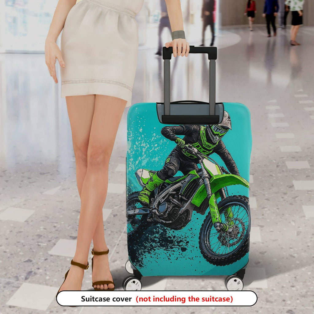 1-Piece Adventure Motorbike Rider Splash Thrill Action  Suitcase Luggage Cover, Stretch Protective Sleeve