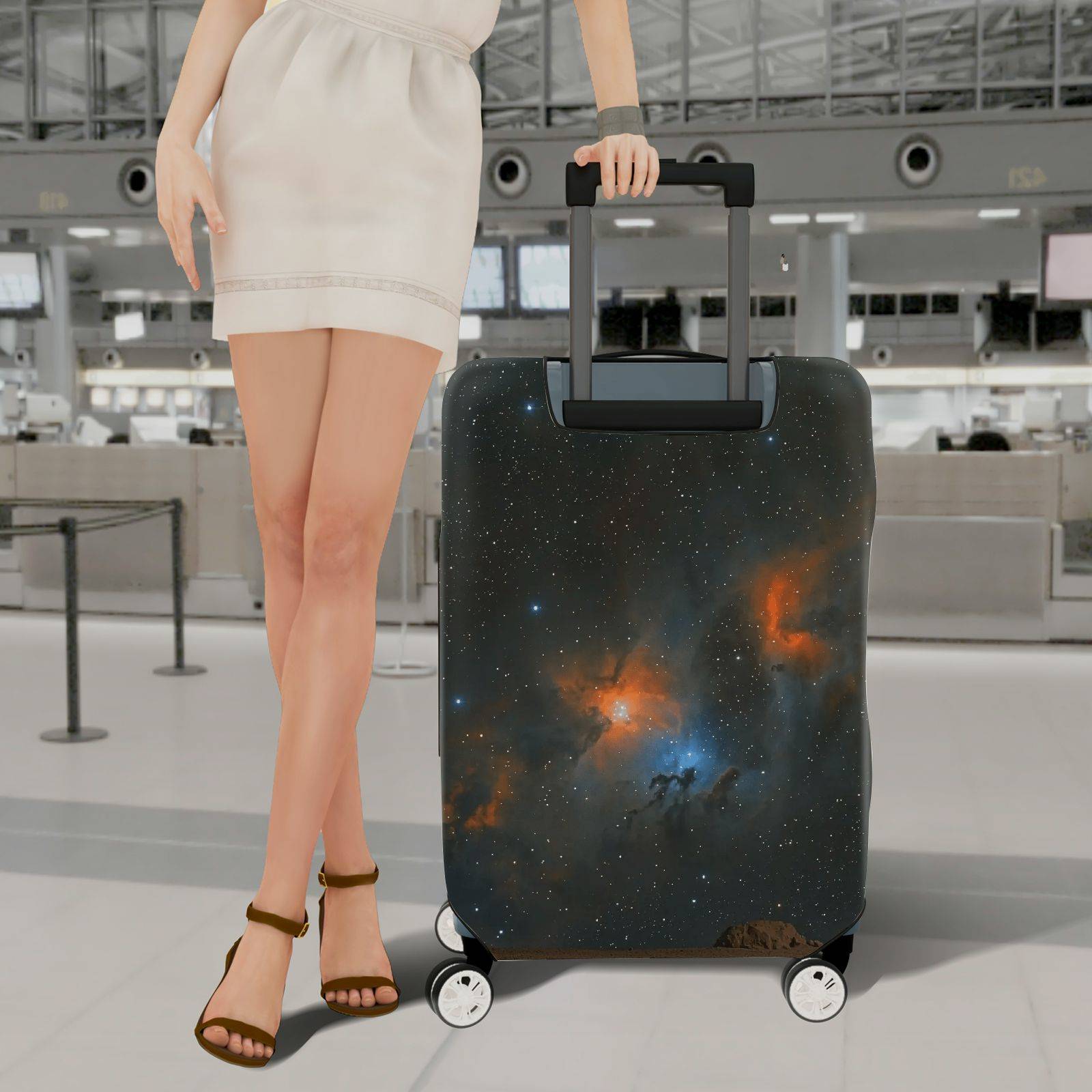 1-Piece Nebula Galaxy Starry Space Universe Cosmic  Suitcase Luggage Cover, Stretch Protective Sleeve