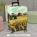 1-Piece Farm Tractor Wheat Field Barn Landscape  Suitcase Luggage Cover, Stretch Protective Sleeve