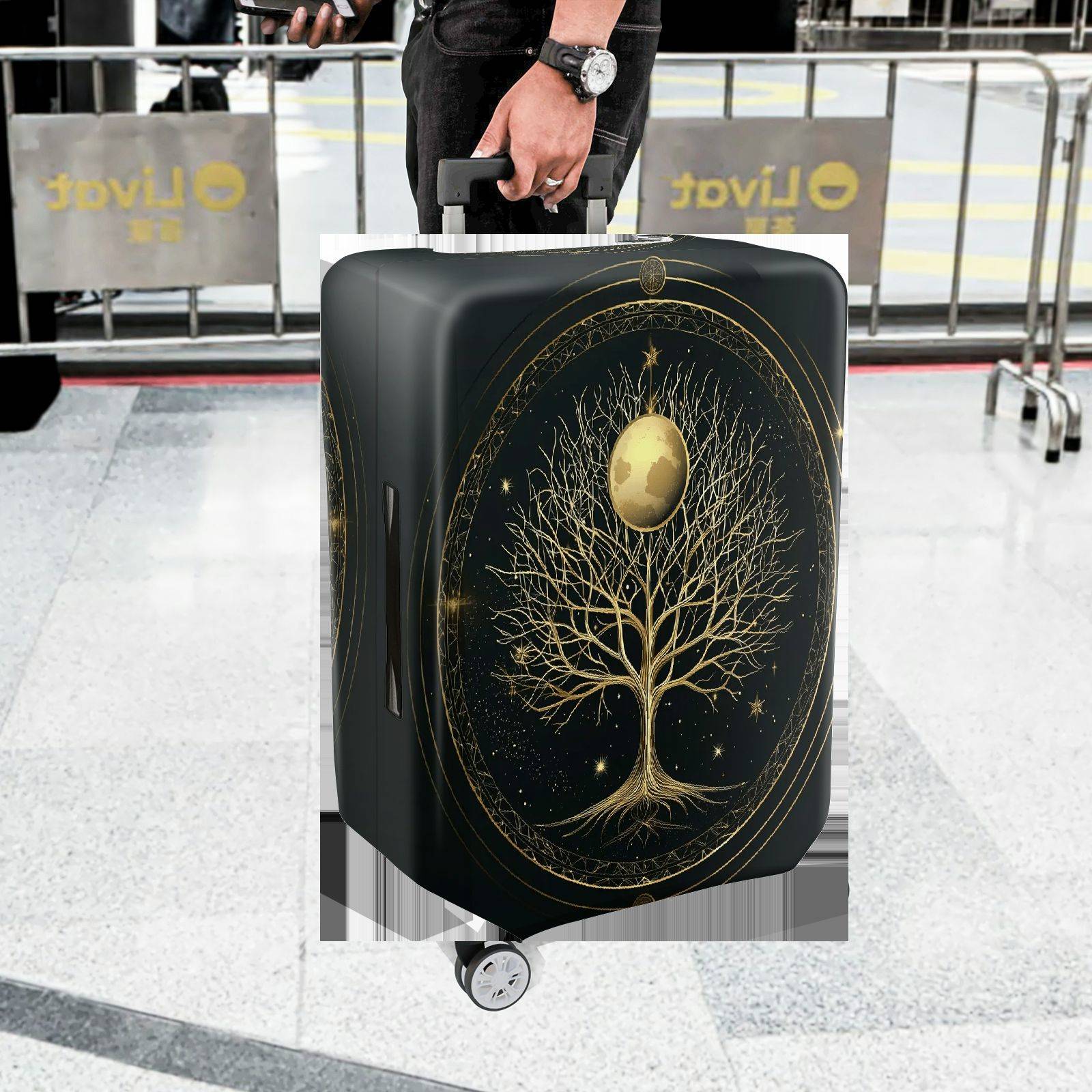 1-Piece Tree Moon Star Galaxy Cosmic Nature Mystery  Suitcase Luggage Cover, Stretch Protective Sleeve