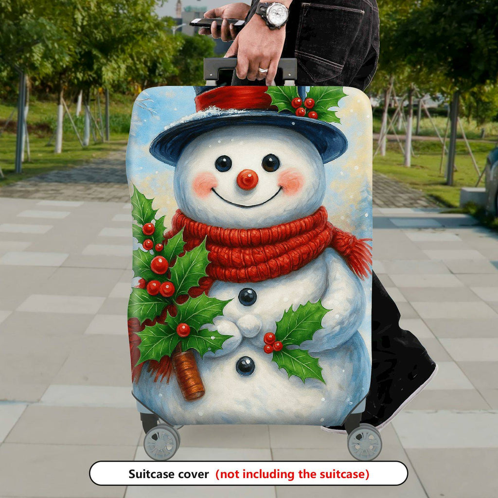 1-Piece Snowman Christmas Winter Holiday Festive Cheer  Suitcase Luggage Cover, Stretch Protective Sleeve