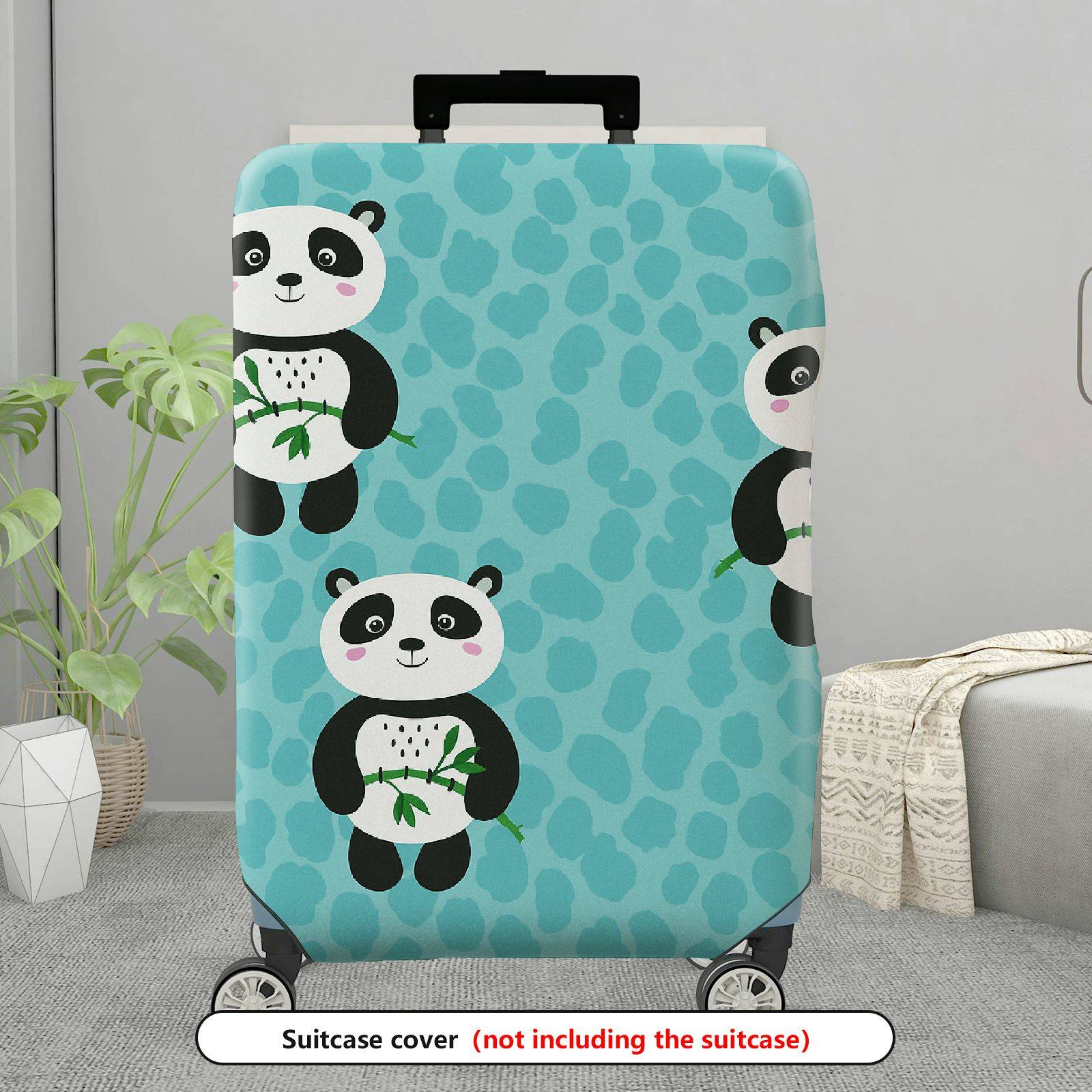 1-Piece Cute Panda Animal Pattern Blue Travel  Suitcase Luggage Cover, Stretch Protective Sleeve