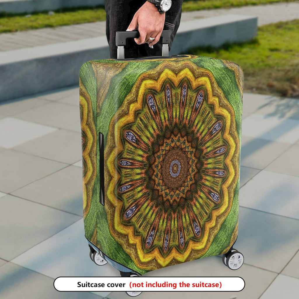 1-Piece Abstract Bohemian Floral Mandala Geometric Vibrant  Suitcase Luggage Cover, Stretch Protective Sleeve