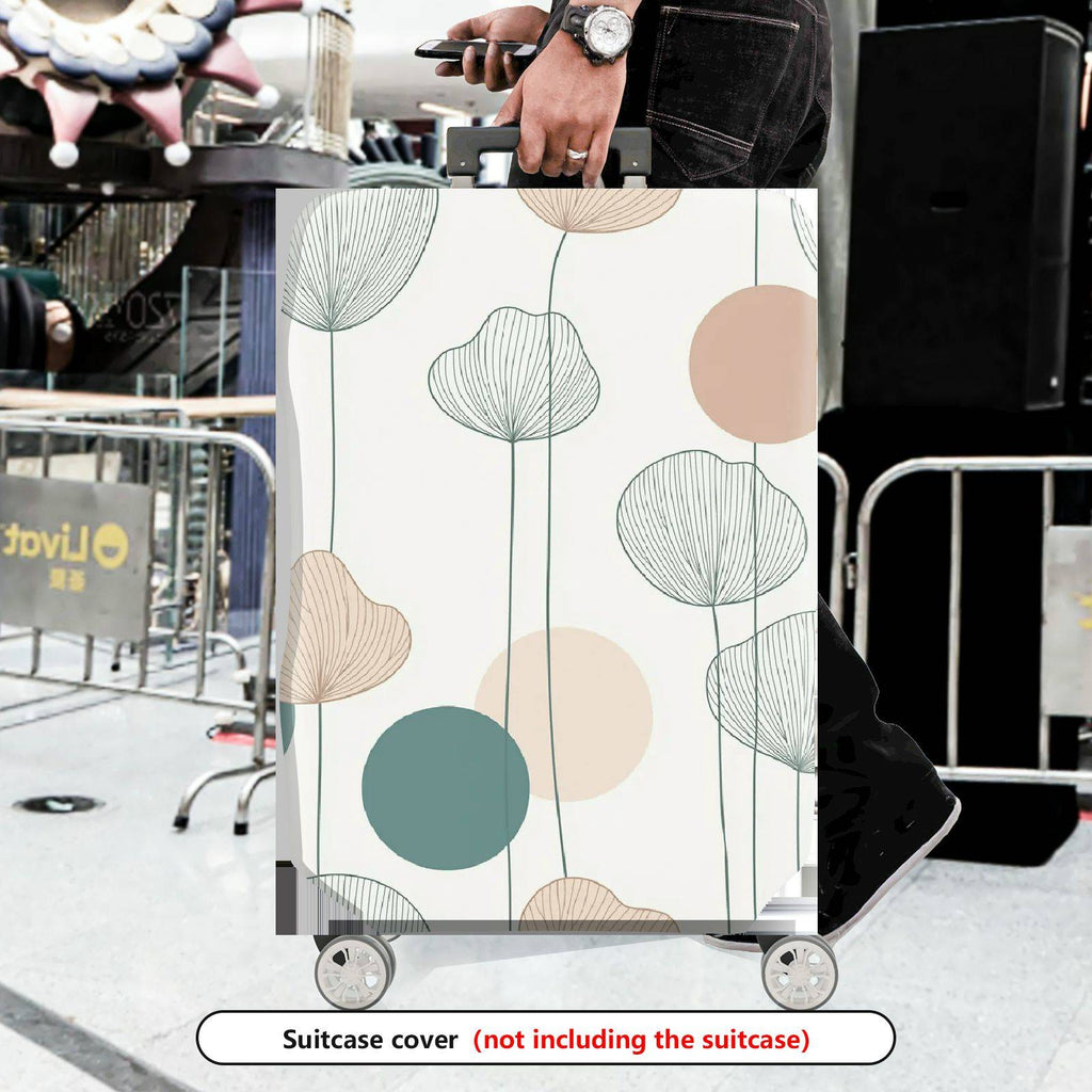 1-Piece Minimalist Vintage Botanical Geometric Abstract  Suitcase Luggage Cover, Stretch Protective Sleeve