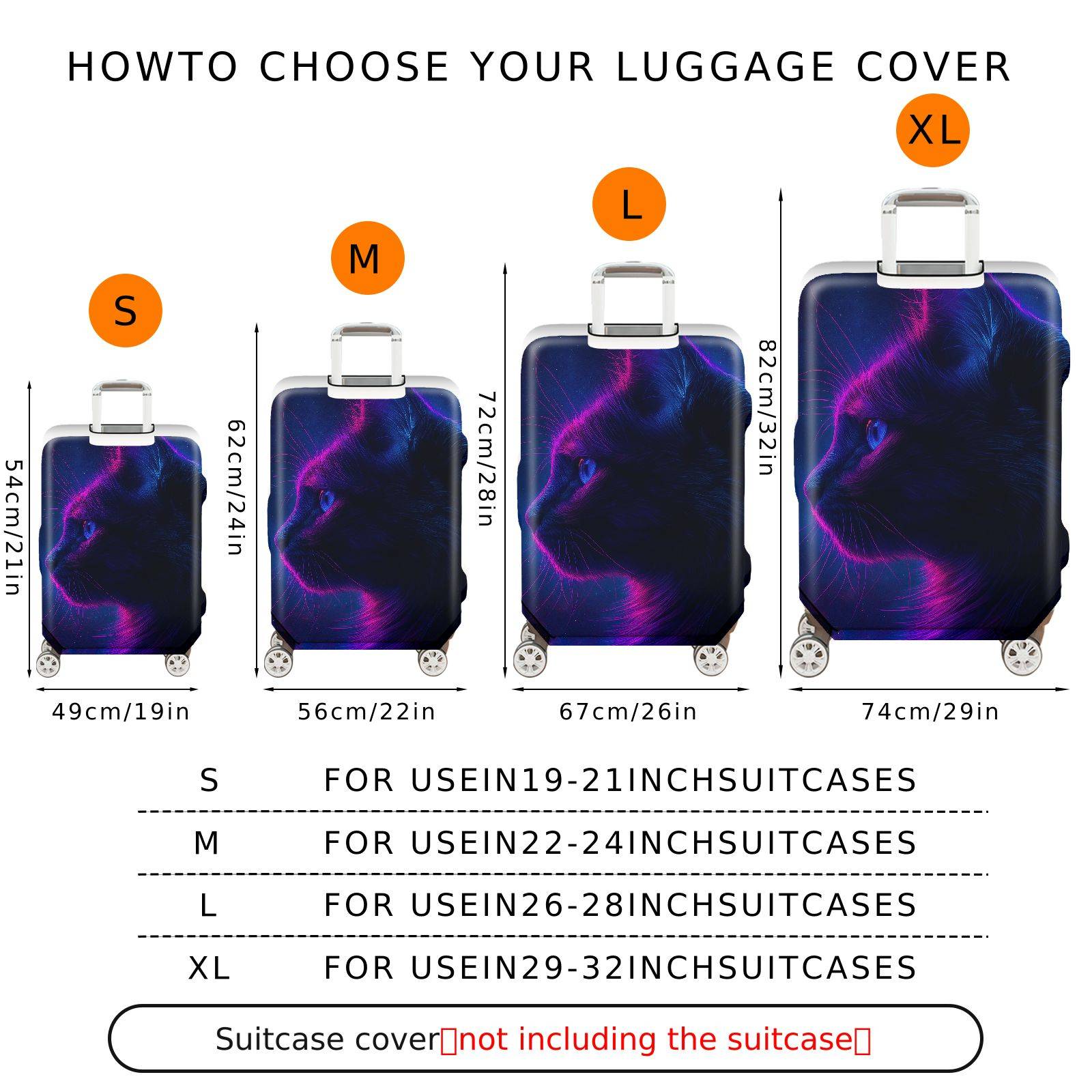 1-Piece Cosmic Cat Nebula Galaxy Space Stars  Suitcase Luggage Cover, Stretch Protective Sleeve