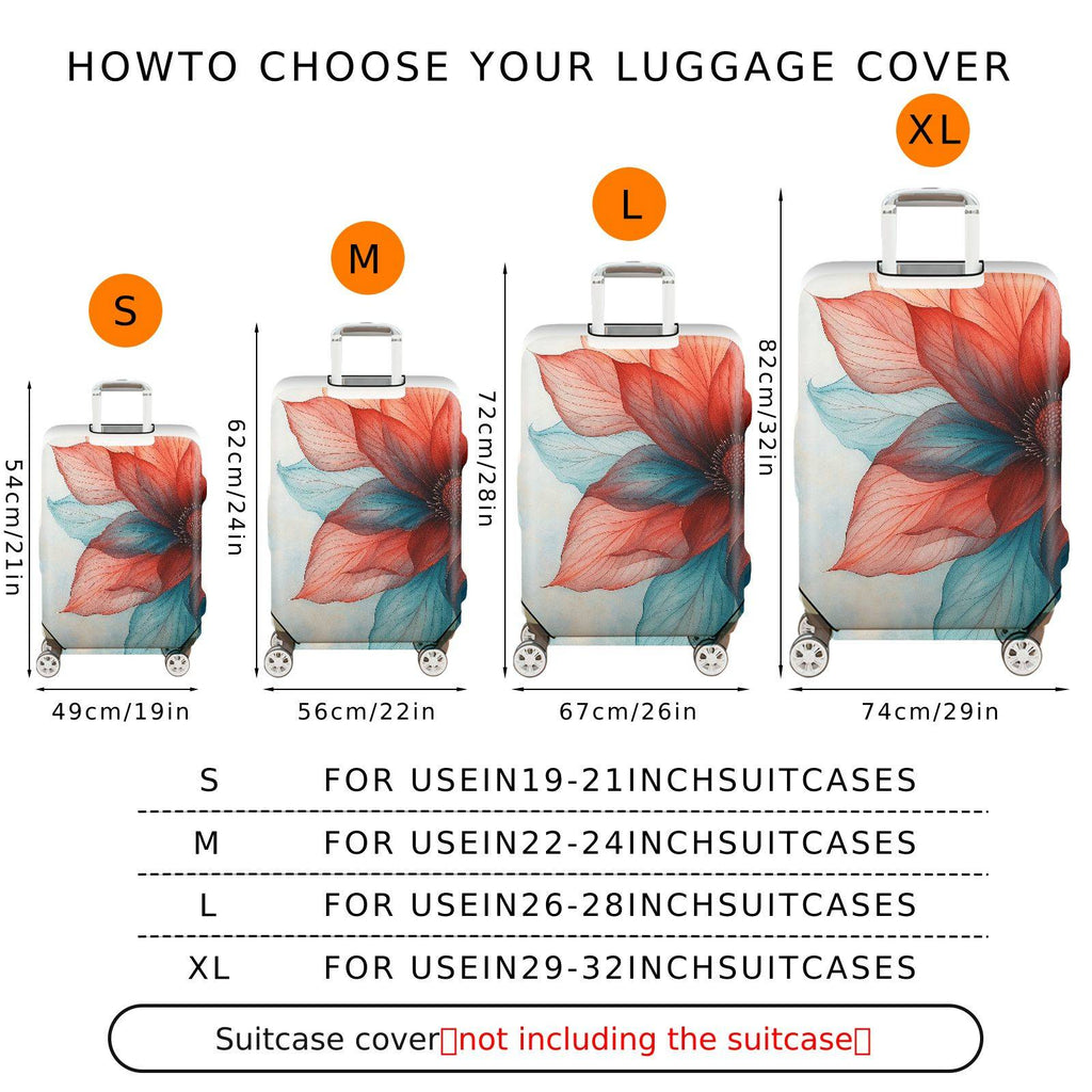 1-Piece Colorful Floral Artistic Abstract Gradient Vibrant  Suitcase Luggage Cover, Stretch Protective Sleeve