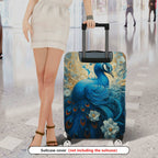 1-Piece Artistic Peacock Floral Abstract Animal Nature  Suitcase Luggage Cover, Stretch Protective Sleeve