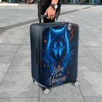 1-Piece Cosmic Wolf Galaxy Stars Moon Text  Suitcase Luggage Cover, Stretch Protective Sleeve